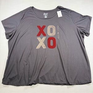 Fleurish Women's Plus Size Soft XO XO Cute Hugs And Kisses Love T-shirt 5XL NWT
